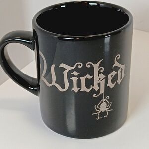 Wicked Mug Cup 12 Oz Movie Merch  Black Silver Gothic Text Gift NWOT